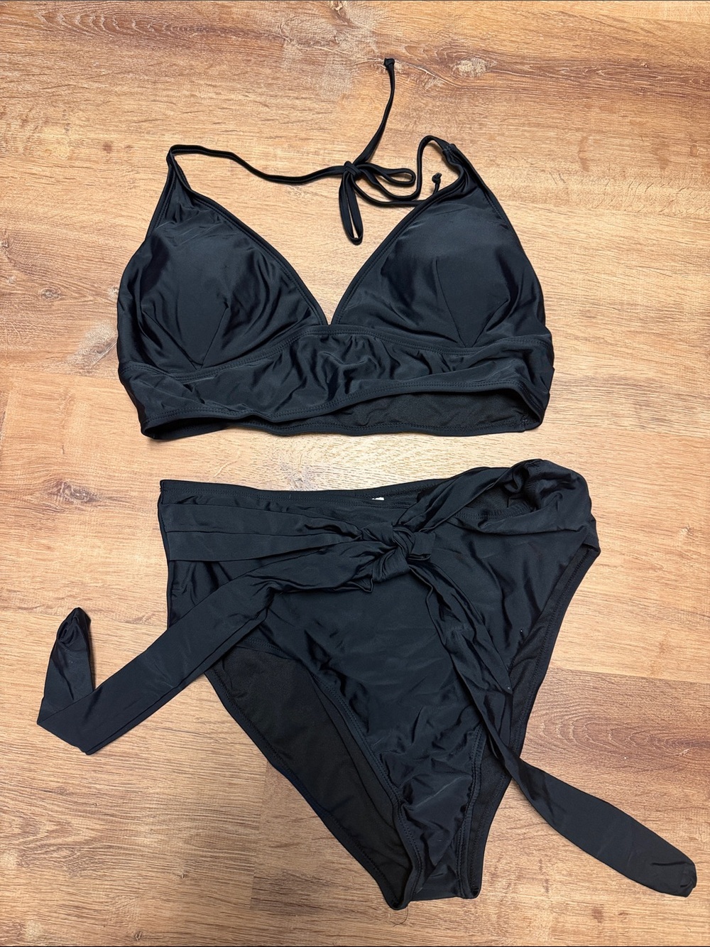 NIB- Black Women's High Tie-Waist Bikini Set 2XL